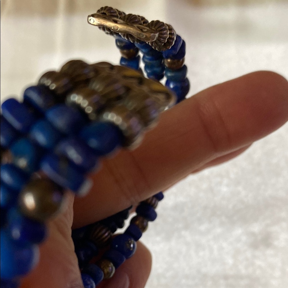 Blue and Silver Beaded Bracelet - Picture 5 of 7